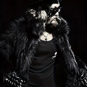 Black Faux Fur Men Jacket Coat